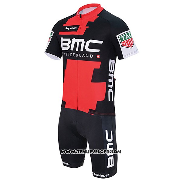 2017 Maillot Ciclismo BMC Rouge et Noir Manches Courtes et Cuissard
